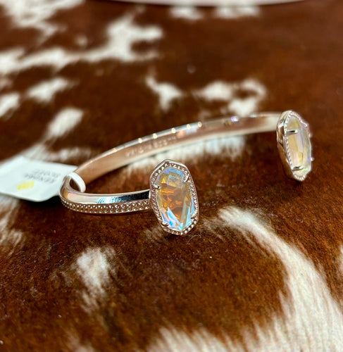 ELTON CUFF BRACELET RHODIUM DICHROIC GLASS