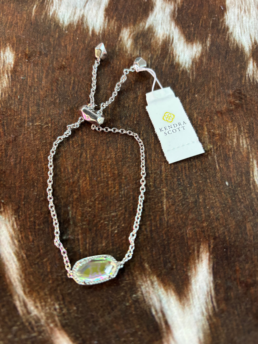 Elaina Delicate Chain Bracelet Rhodium Dichroic Glass
