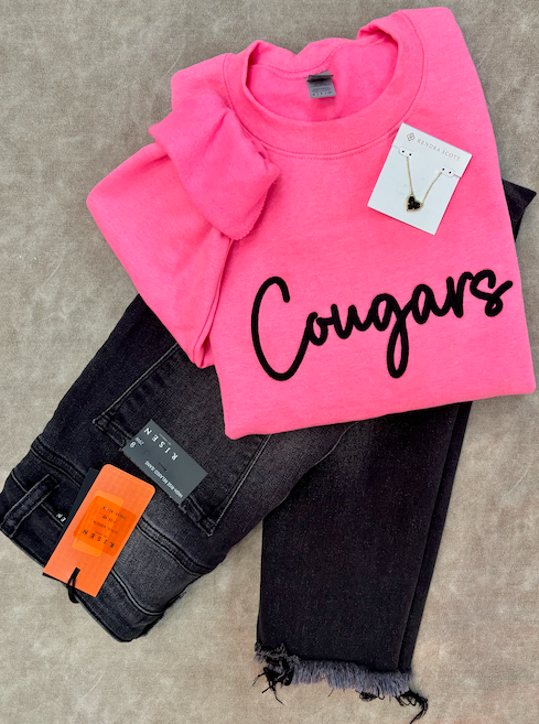 Puff Embroidered Cougar Crew