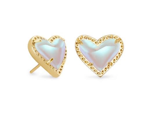 ARI HEART STUD EARRINGS DICHROIC GLASS