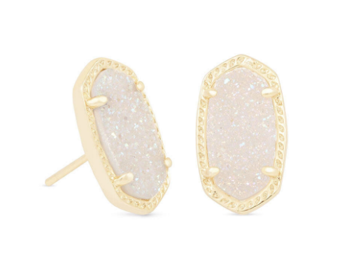 ELLIE STUD EARRINGS GOLD IRIDESCENT DRUSY