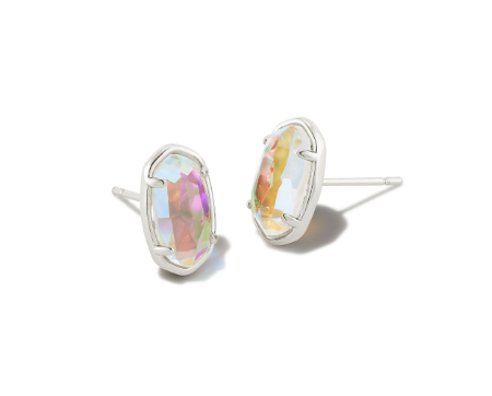 GRAYSON STONE STUD EARRINGS SILVER DICHROIC GLASS