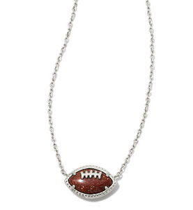 FOOTBALL SHORT PENDANT NECKLACE SILVER GOLDSTONE