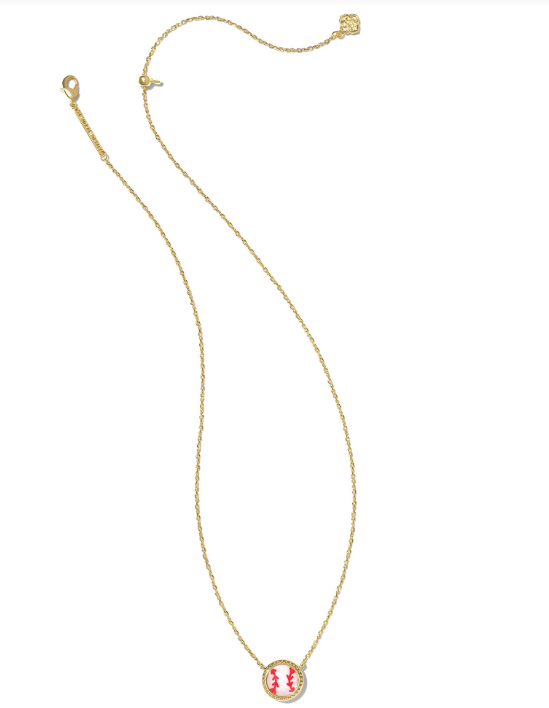 BASEBALL SHORT PENDANT NECKLACE GOLD IVORY MOTHER OF PEARL