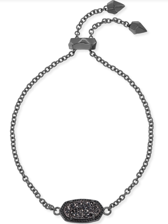 Elaina Delicate Chain Bracelet Gunmetal Black Drusy