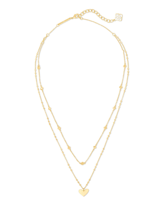 Ari Heart Multi Strand Necklace- Gold