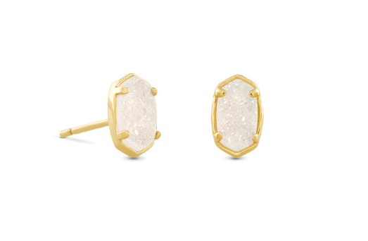 Emilie Stud Earrings Gold Iridescent Drusy