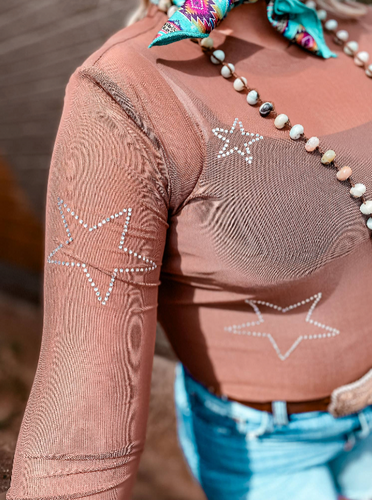 Starry Long Sleeve Mesh Top
