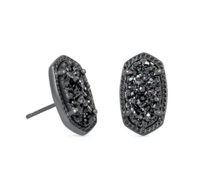 Ellie Stud Earrings Gunmetal Black