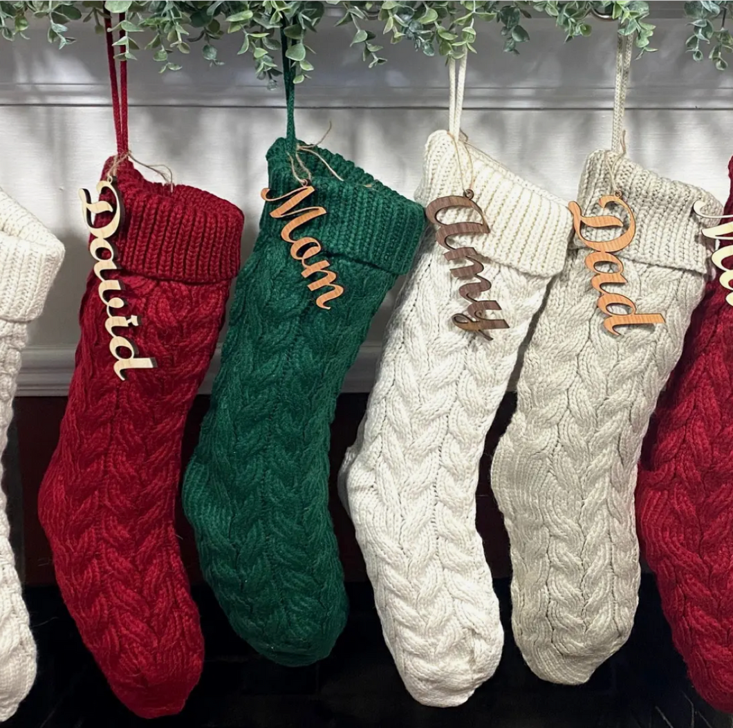 Solid Knit Cable Christmas Stocking