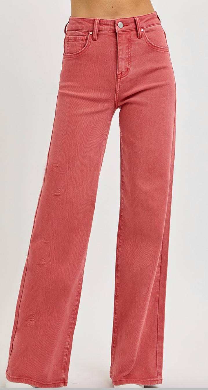 RISEN- Brick Wide Leg Tummy Control Pants