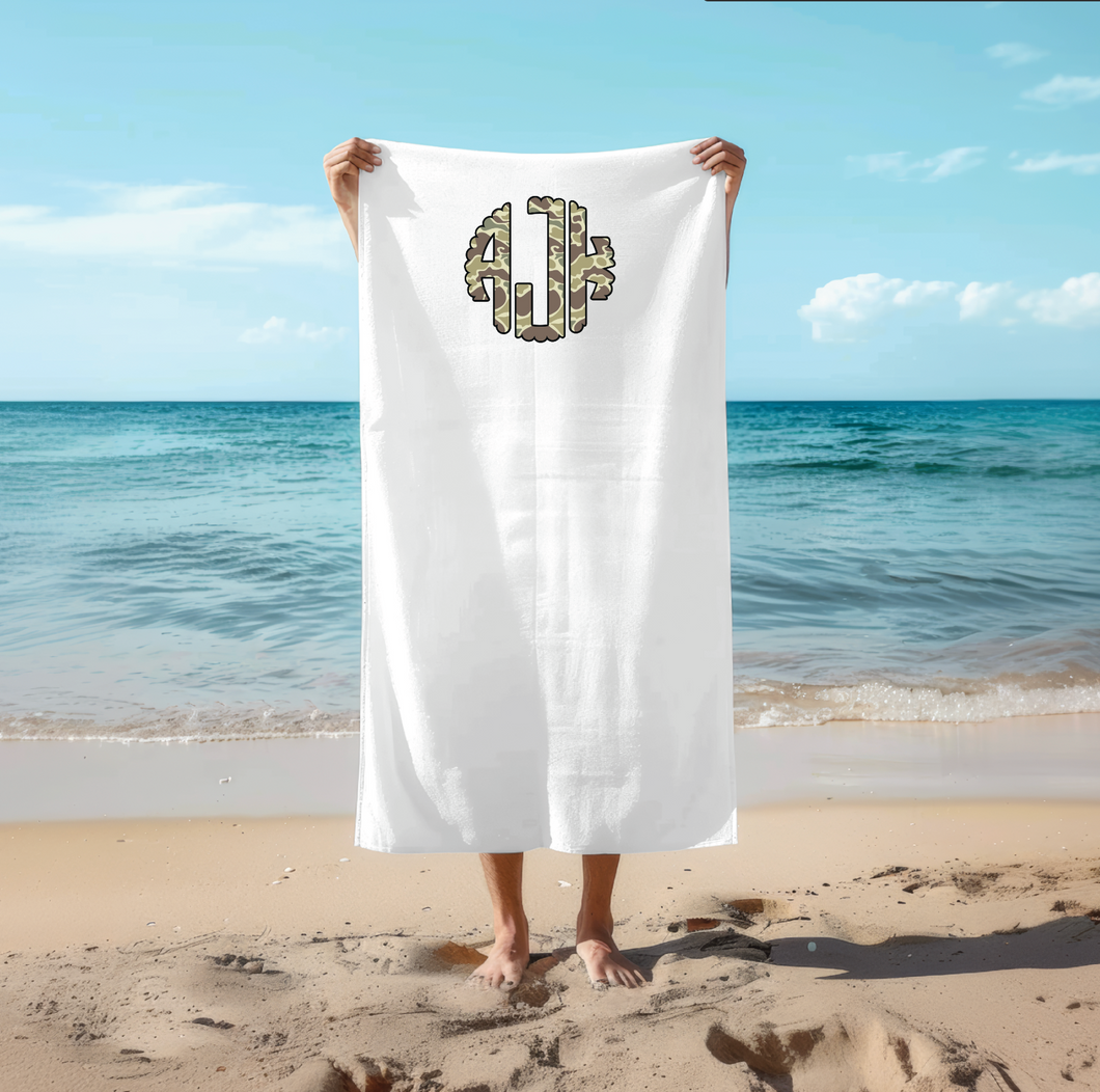 Camo Monogram Beach Towel
