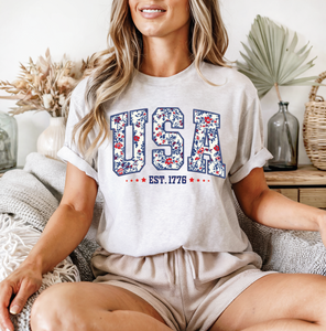Floral USA Tee