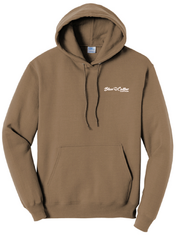 Embroidered Blue Collar Cotton Hoodie