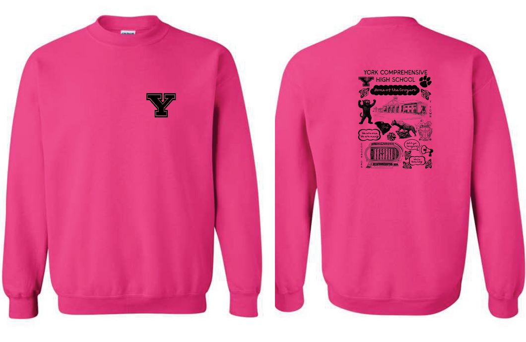 YCHS Doodle Crewneck Sweatshirt- Teacher Cadet