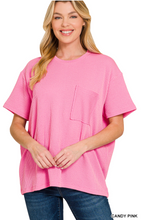 Zenana Raised Rib Front Pocket Top