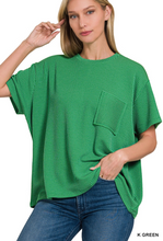 Zenana Raised Rib Front Pocket Top