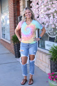 Tie Dye V-Neck Monogram Tee