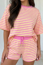 Stripe Trim Boxy Terry Short Set