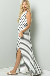 STRIPE CAMI MAXI JERSEY DRESS
