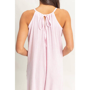 Striped V-Neck Sleeveless Jumpsuit
