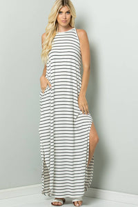 STRIPE CAMI MAXI JERSEY DRESS