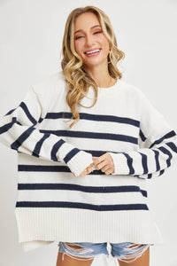 STRIPED PULLOVER OVERSIZE  SWEATER