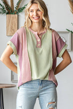 Women's Twist Rib Color Block Knit Top T5498