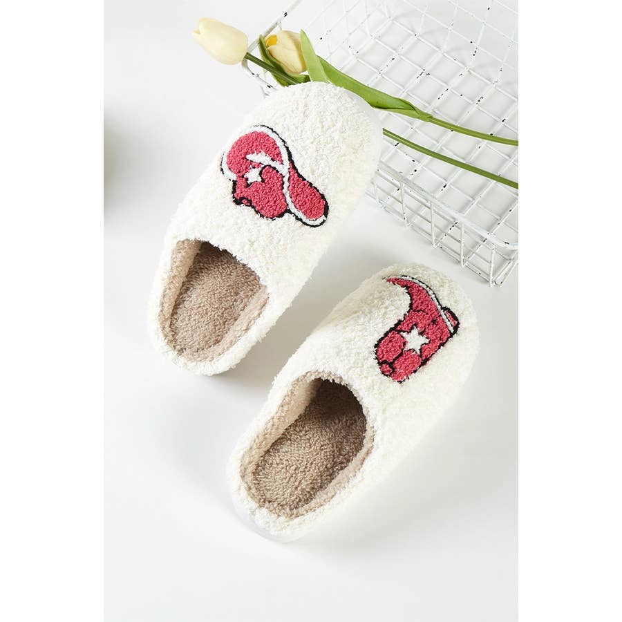 Boot and Cowgirl Hat Fluffy Slippers