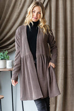 LONG SLEEVE SOLID URBAN RIBBED OPEN CARDIGAN
