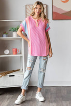 Women's Twist Rib Color Block Knit Top T5498