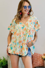 FLORAL PRINTED V NECK SHORT TOP