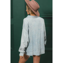 WASHED CRINKLE GAUZE HALF BUTTONED PULLOVER