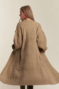Cable Knit Long Sweater Cardigan