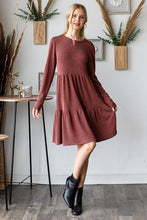 LONG SLEEVE SOLID URBAN RIBBED TIERED MINI DRESS