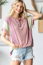 Women's Twist Rib Color Block Knit Top T5498