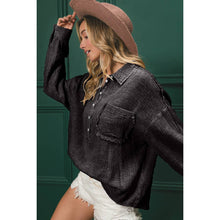 WASHED CRINKLE GAUZE HALF BUTTONED PULLOVER