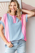 Women's Twist Rib Color Block Knit Top T5498