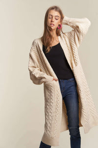 Cable Knit Long Sweater Cardigan