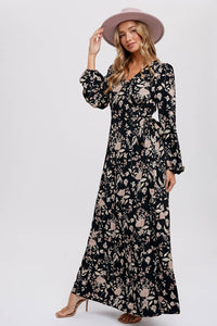 FLORAL PRINT WRAP MAXI DRESS
