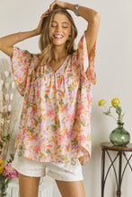FLORAL PRINTED V NECK SHORT TOP