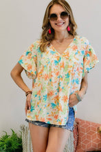 FLORAL PRINTED V NECK SHORT TOP