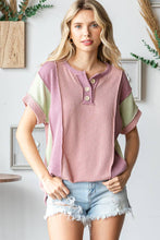 Women's Twist Rib Color Block Knit Top T5498