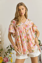 FLORAL PRINTED V NECK SHORT TOP