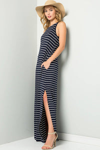 STRIPE CAMI MAXI JERSEY DRESS