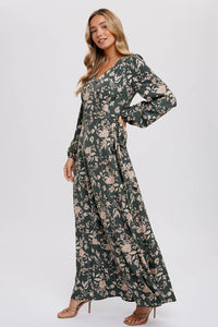 FLORAL PRINT WRAP MAXI DRESS