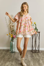 FLORAL PRINTED V NECK SHORT TOP