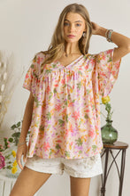 FLORAL PRINTED V NECK SHORT TOP