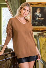 SWEATER V NECKLINE -CAMEL