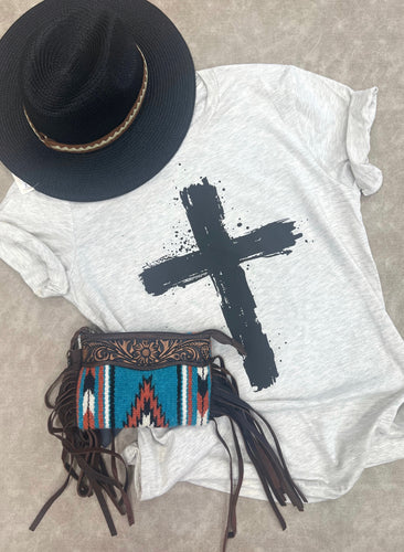 Bella Canvas tee with splatter cross print in black